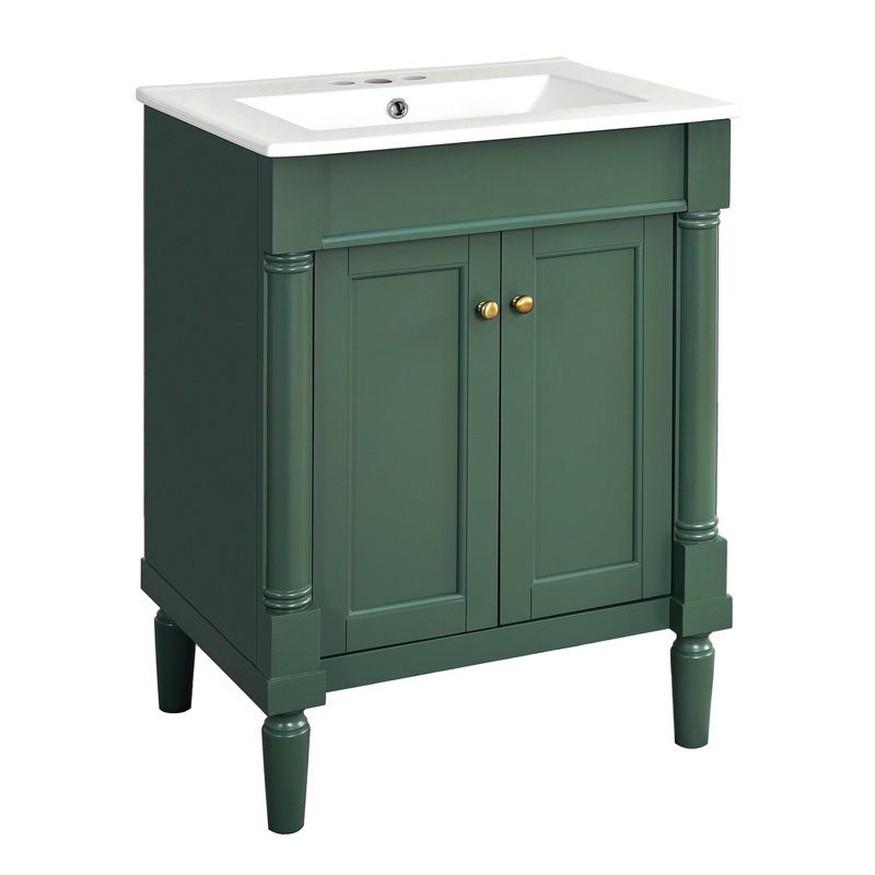 Meuble-lavabo 24 po avec lavabo en céramique, Vert