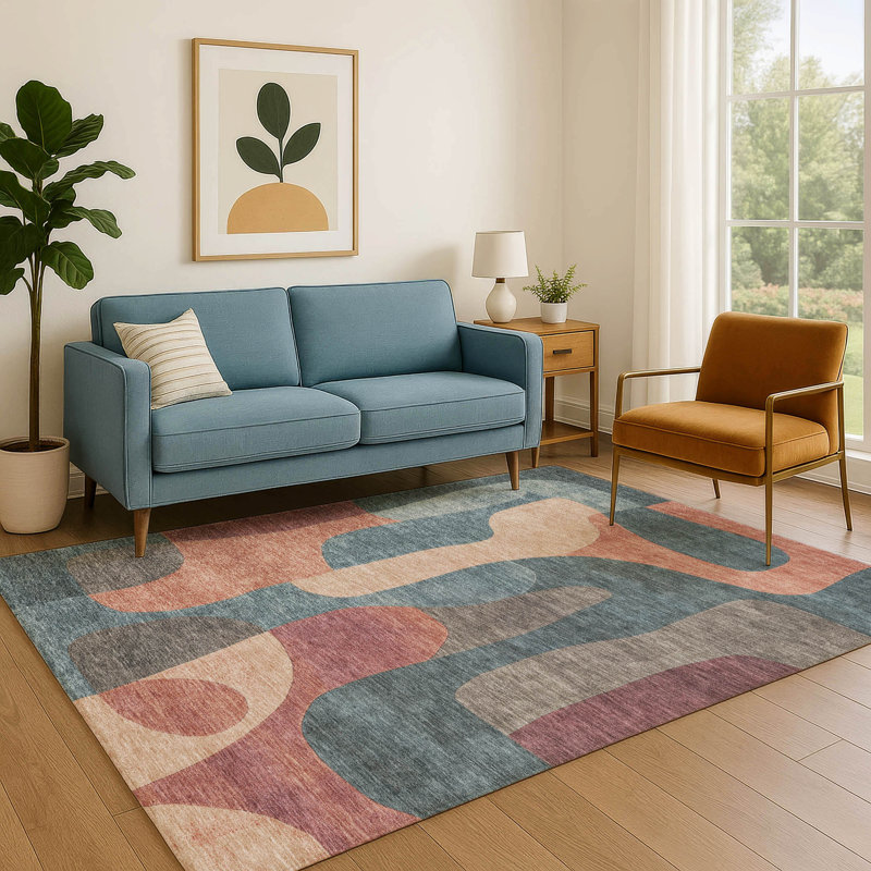 Premium Machine Washable Chelston AMF1867 Abstract Rug, Rectangle 3' x 5'