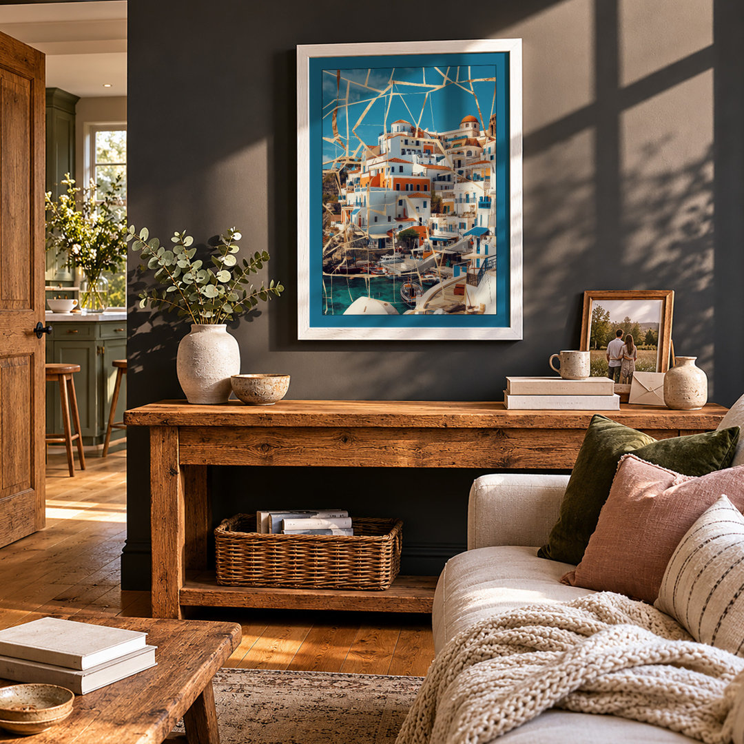 Greek Island Village Modern - Framed Print