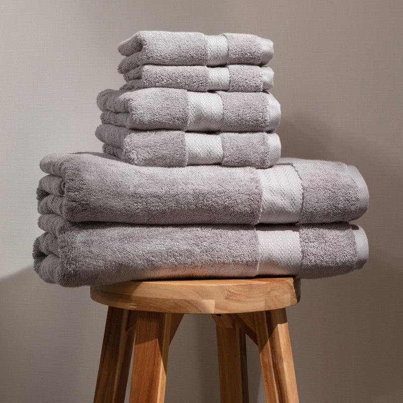 6 Piece 100% Organic Cotton Towel Set, Dark Gray