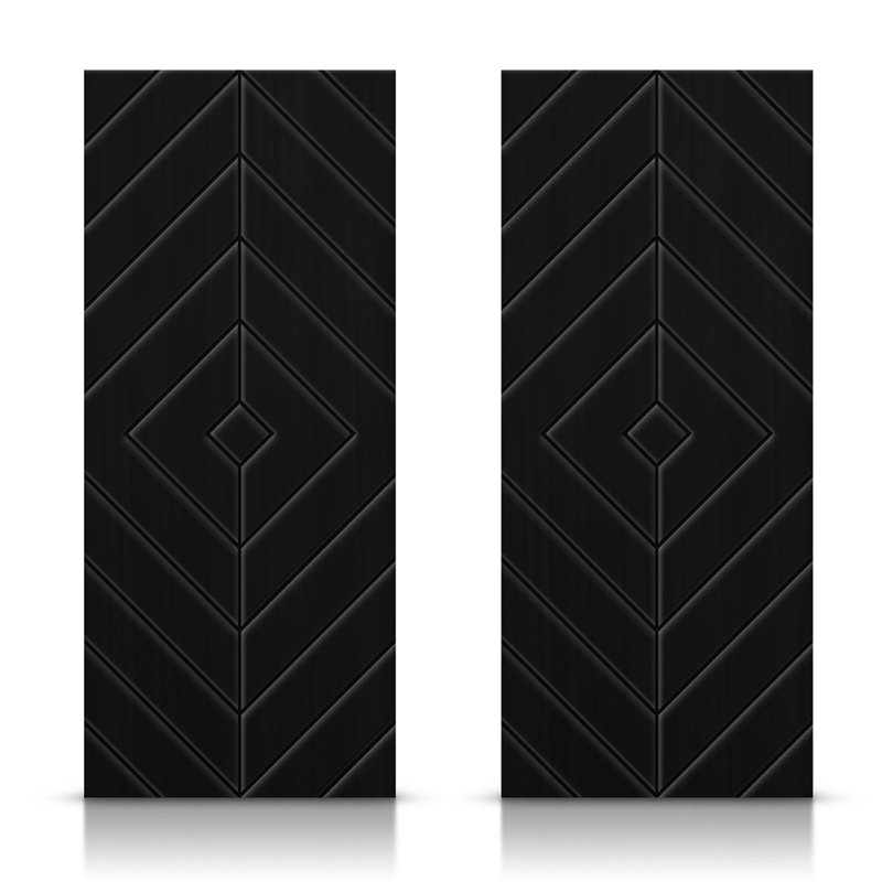 Portes de placard coulissantes à panneaux en bois manufacturé, Noir anthracite, 48 po x 84 po