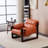 Vintage Oil Wax Faux Leather Lounge Chair – Medieval Modern Sofa Chair with Removable Armrests & Cushion, Cloud-Like Comfort for Living Room, Study, Office – Water-Repellent Faux Leather & Mortise-Tenon Rubberwood Frame-1960569632