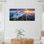 Ensemble de 3 toiles murales représentant un coucher de soleil sur une montagne