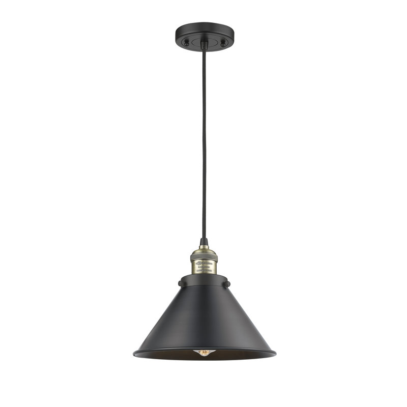 Luminaire suspendu conique 1 lumière Stonecrest, Ampoule DEL 6 watts Vinage, Noir mat, Noir mat