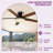 Balconera 52" 5 Blades Ceiling Fan With Light & Remote, 3 LED Colour, 6 Speed Quiet DC Motor-111097627-111097626