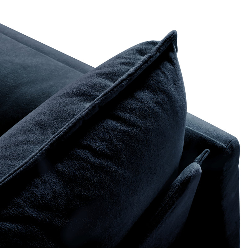 Deep Seat Sectional Cloud Sofa With 2 Ottomans & Soft Pillows, Loveseat Modular Couch For Living Room, Apartment,DIY Combination,Blue