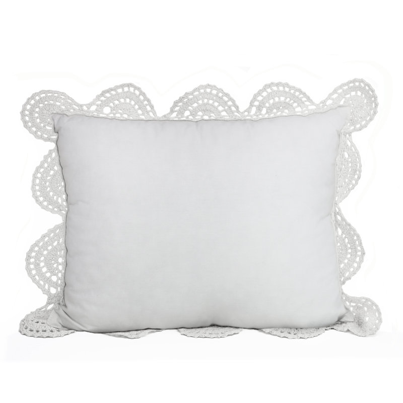 Handmade Cotton Crochet Pillow, White