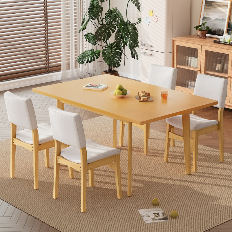Ensemble de salle à manger 5 pièces, table rectangulaire, bois, design épuré, maison de campagne moderne, salle à manger