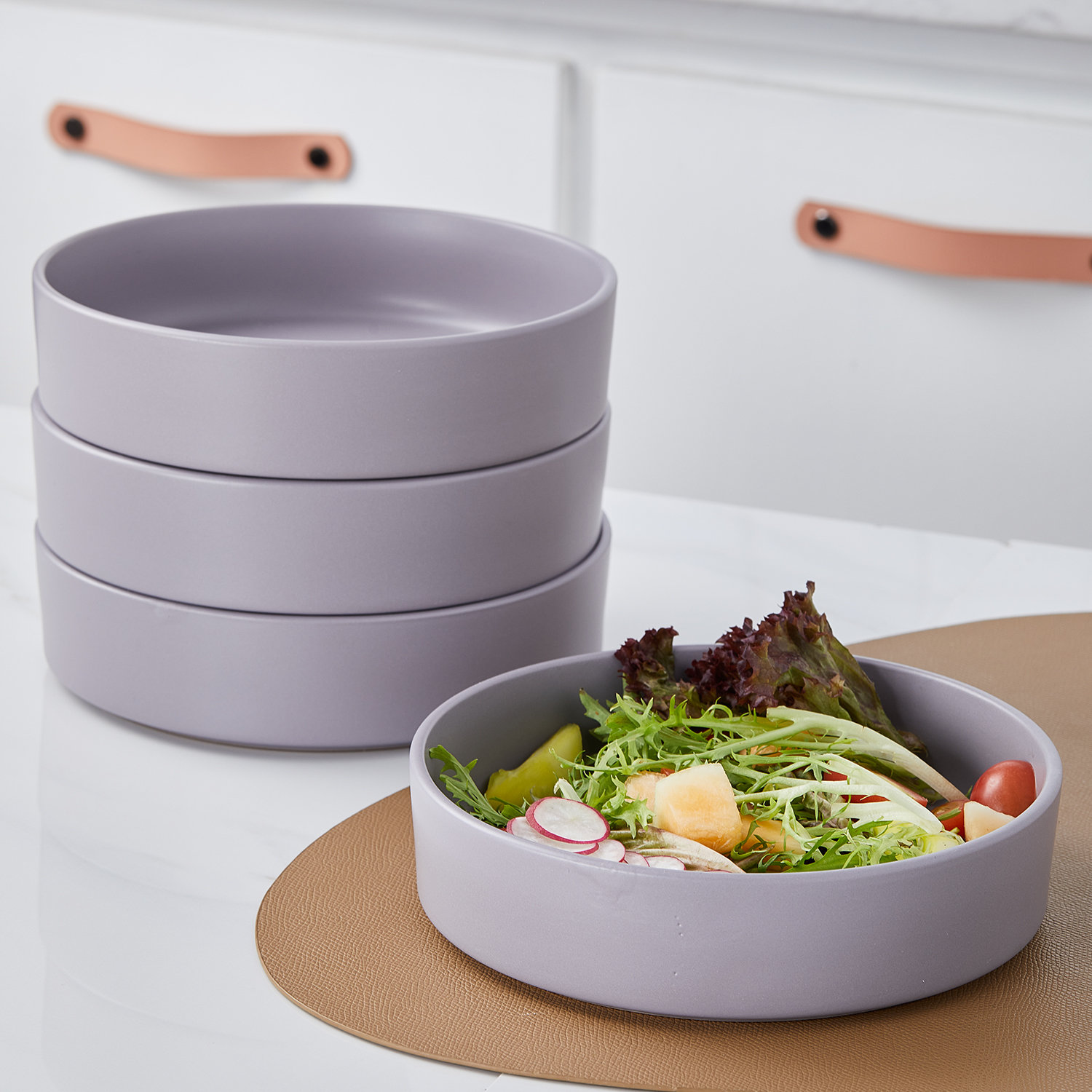 Cleo Stoneware Dinnerware Set, Light Gray