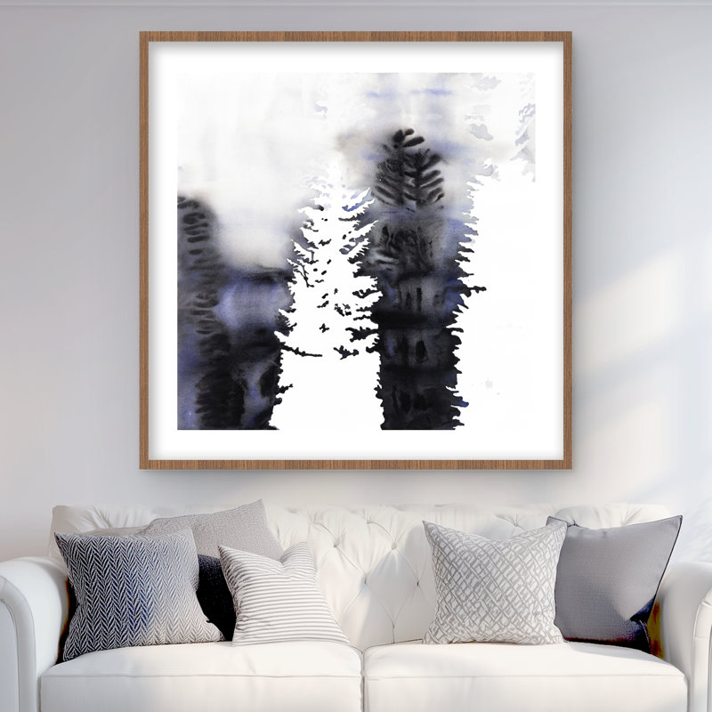 Silhouettes d'arbres - reproduction encadrée mate pour la décoration intérieure, H 36 po x l 36 po, Brun