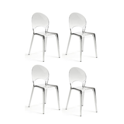 SET OF 4 POLYCARBONATE CHAIRS PEARL - TRASPARENT