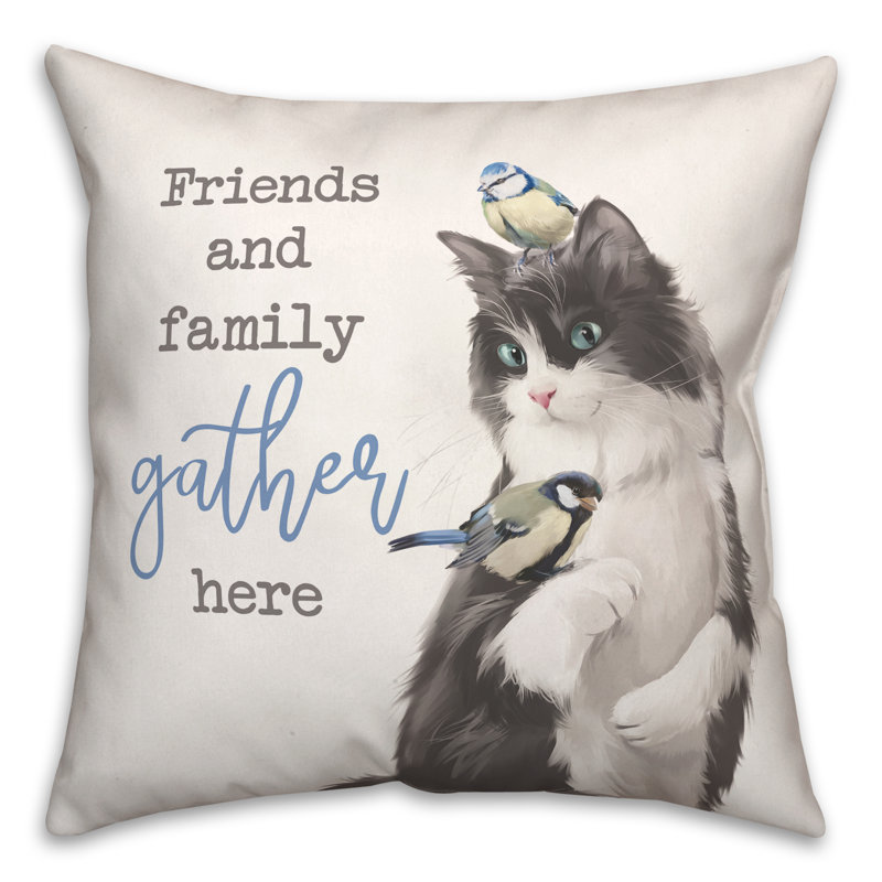 Kitty And Friends Throw Pillow