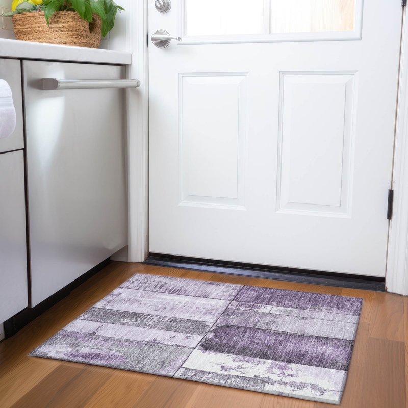 Machine Washable Indoor/Outdoor Xhevrie Purple Rug, Rectangle 1'8" x 2'6" 