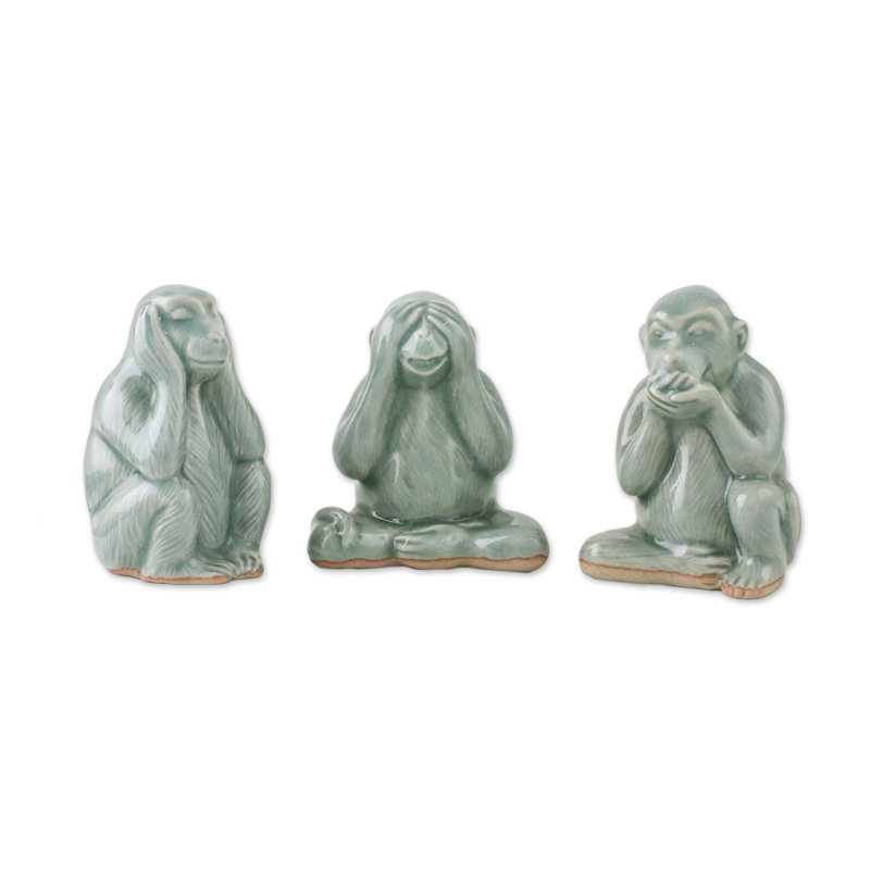 Figurine Jakobe offrant la sagesse céladon en céramique