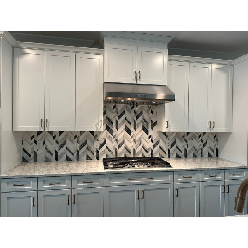 Amari Polished Marble And Aluminum Mosaic, Grigio