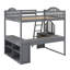 Lit mezzanine double en bois avec bureau-119672616