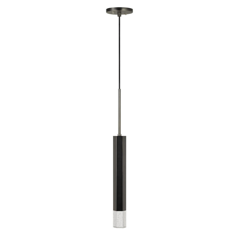 Luminaire suspendu cylindrique à 1 lumière DEL Tonio, Noir