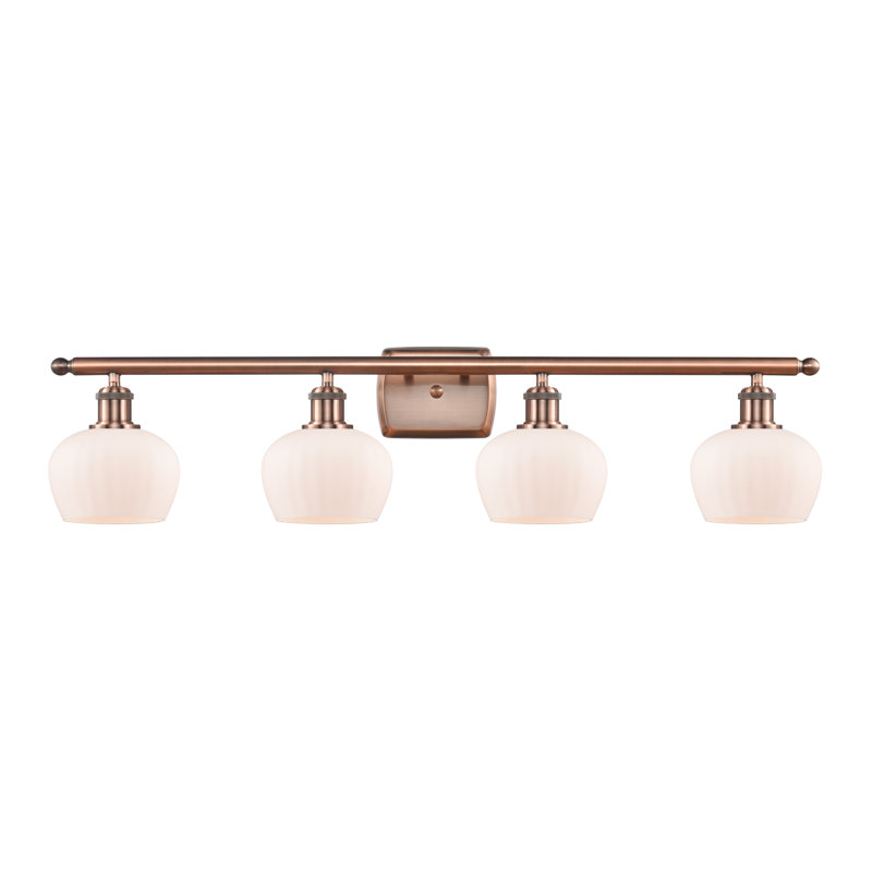 Éclairage de salle de bain à intensité variable 4 lumières Lyman, Ampoule incandescente rétro de 60 watts, Cuivre antique