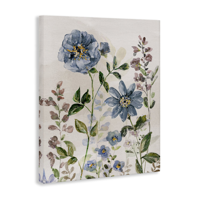 "Blush Blue Garden Flowers", art mural par Sally Swatland, H 20 po x l 16 po