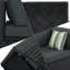 Ensemble de canapé d'extérieur en osier 7 pièces, chaise longue en rotin, plateau amovible en verre trempé pour la table basse, coussins rayés verts, pieds réglables, conception modulaire, canapé pour conversation, pour patio, jardin, terrasse, osier noir-1128729047