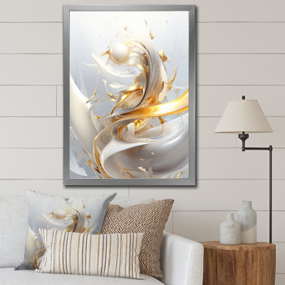 Sphère dorée fractale sur fond blanc sur toile