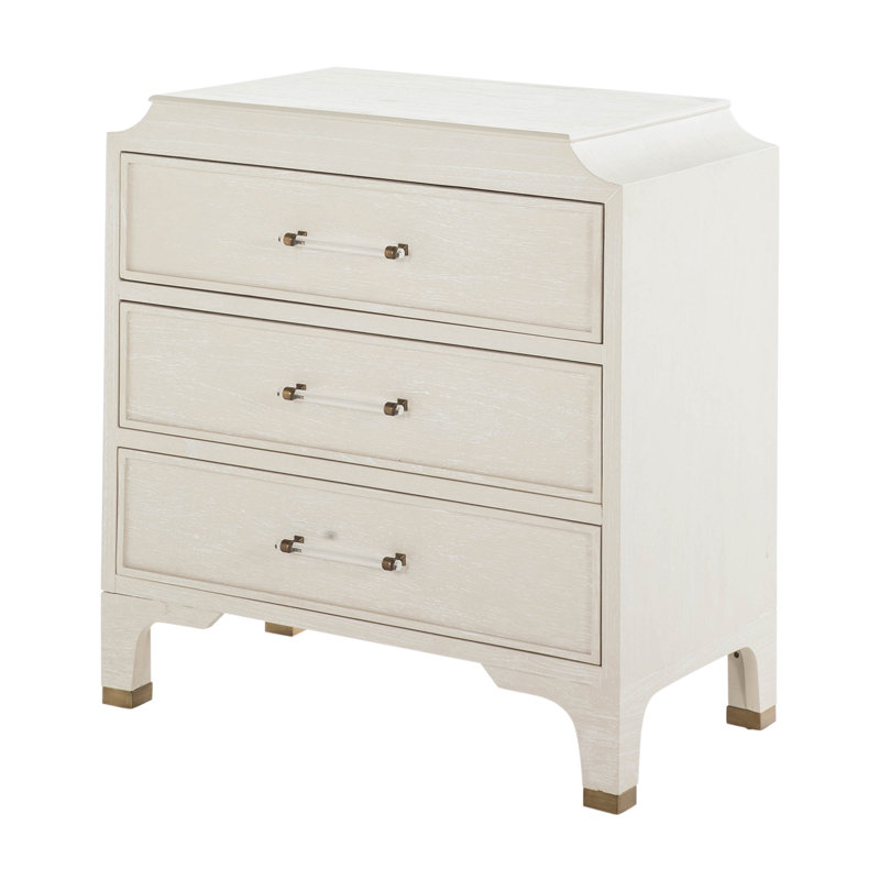 Commode 3 tiroirs en bois massif Alexandra, Blanc