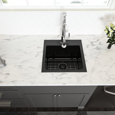 Gunmetal Black 15X15x9 Inch Single Bowl Kitchen Sink, 16 Gauge T304 Nano Stainless Steel Construction, Surface For Fingerprint - Cleaning, X Shaped Water Flow, R10 Rounded Edge, Outer Coating