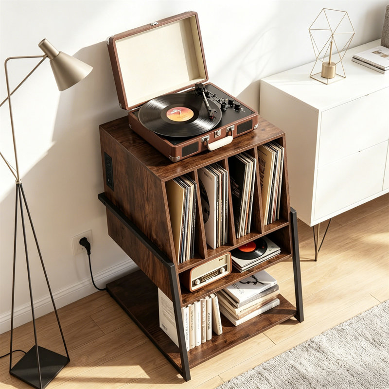 MDF 76.5cm H Media Shelves, Rustic Brown