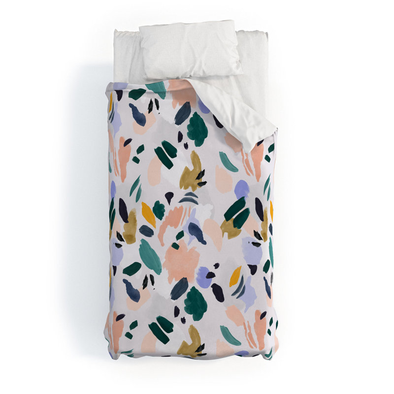 Ensemble de housse de couette Terrazzo Brushstrokes, Housse de couette simple très longue + 1 taie d'o