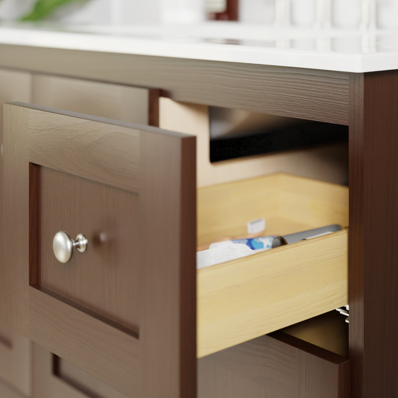 Shaker 36 in. W x 21 in. D x 34.5 in. H Bath Vanity Cabinet without Top in Dark Alder, Dark alder