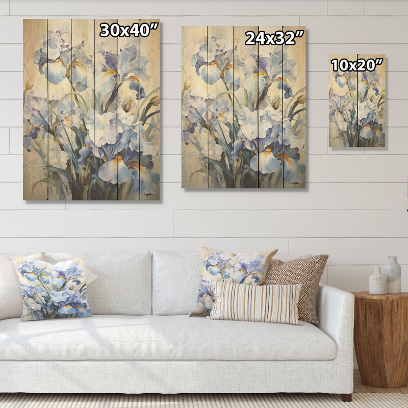 Minimalisme Serenade d'Iris I - Art mural en bois d'iris sur bois de pin naturel, H 20 po x l 10 po