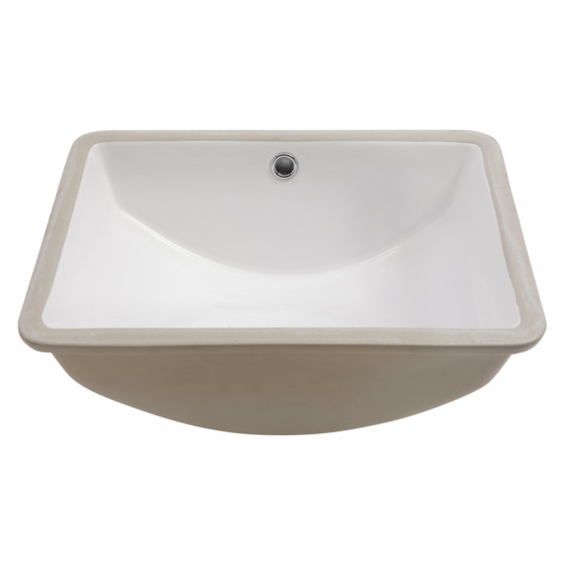 18.5"x14" White Ceramic Rectangular Undermount Bathroom Sink with Overflow