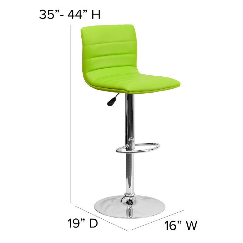 Clift Modern Upholstered Adjustable-Height Barstool with Footrest, Green Vinyl, 1
