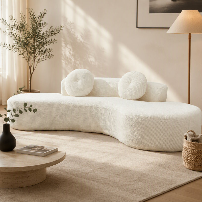Canapé 105,5 po incurvé moderne à 3 ou 4 places avec 2 coussins sans assemblage
