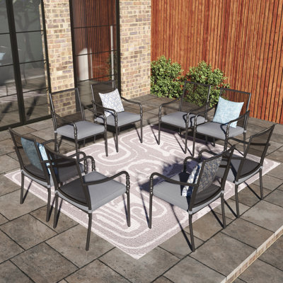 Fauteuil de salle à manger d'extérieur toutes saisons avec coussin Taline
