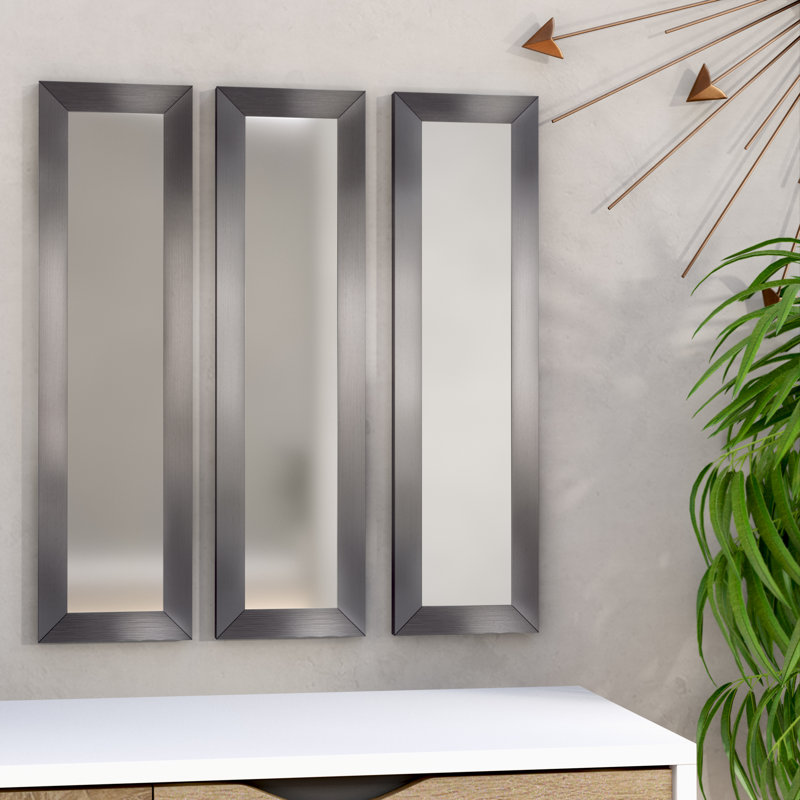 Hobson Wood Flat Wall Mirror, 10" H x 38" W