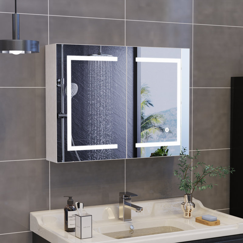 Mancia 80mm W 60mm H Wall Mounted Required Frameless Medicine Cabinet Mirror 2 Fixed