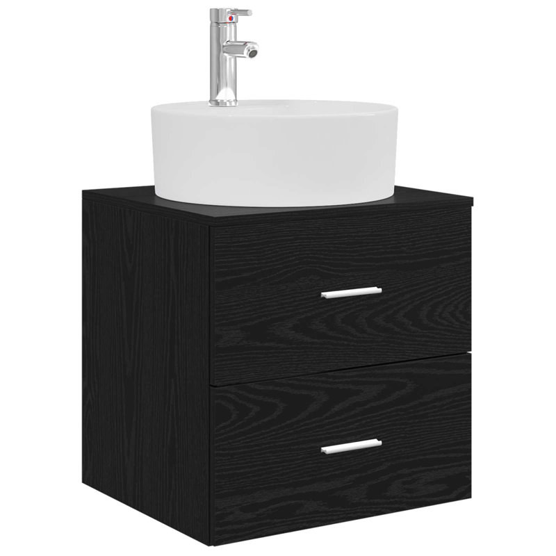 Single Bathroom Vanity with Ceramic Basin, Black
