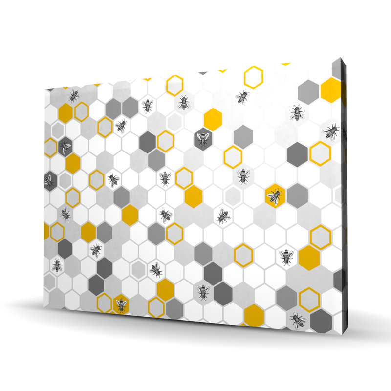 Beehive Pattern - Yellow Children Art Canvas for Home Decor