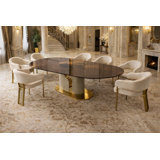 Luxury Modern Dining Table Set With 8 Upholstered Chairs