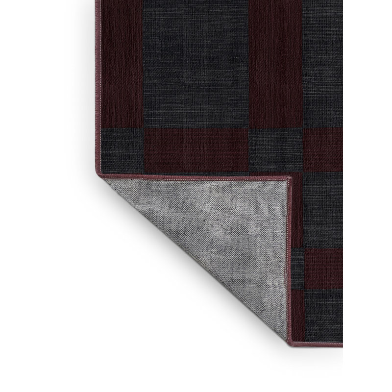 Tapis brun à carreaux lavable à la machine, Rond 6 pi