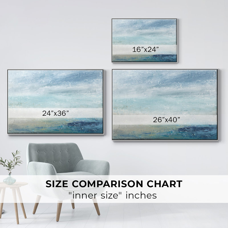 «Coming Ashore», peinture sur toile encadrée, H 27 po x l 41 po x P 2 po, Cadre blanc