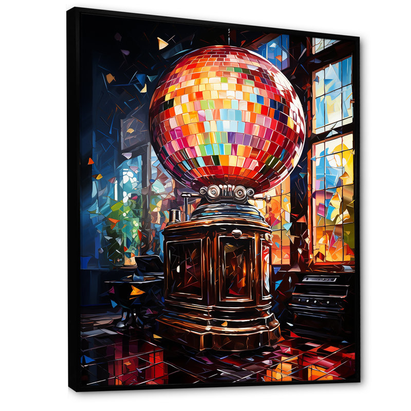 Disco Ball Dreams 2 - Jukeboxes, art mural, Cadre flottant noir, H 32 po x l 16 po x P 1 po
