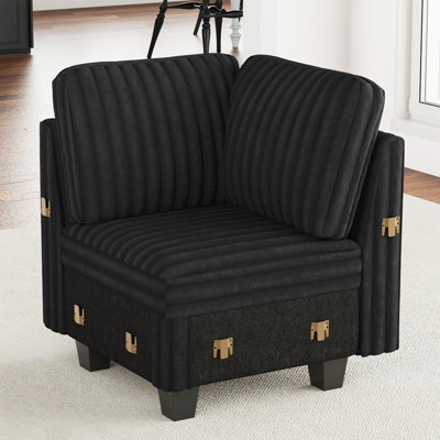 Korian Wide Plush Corduroy Corner Seat Module Part D For Modular Sofa