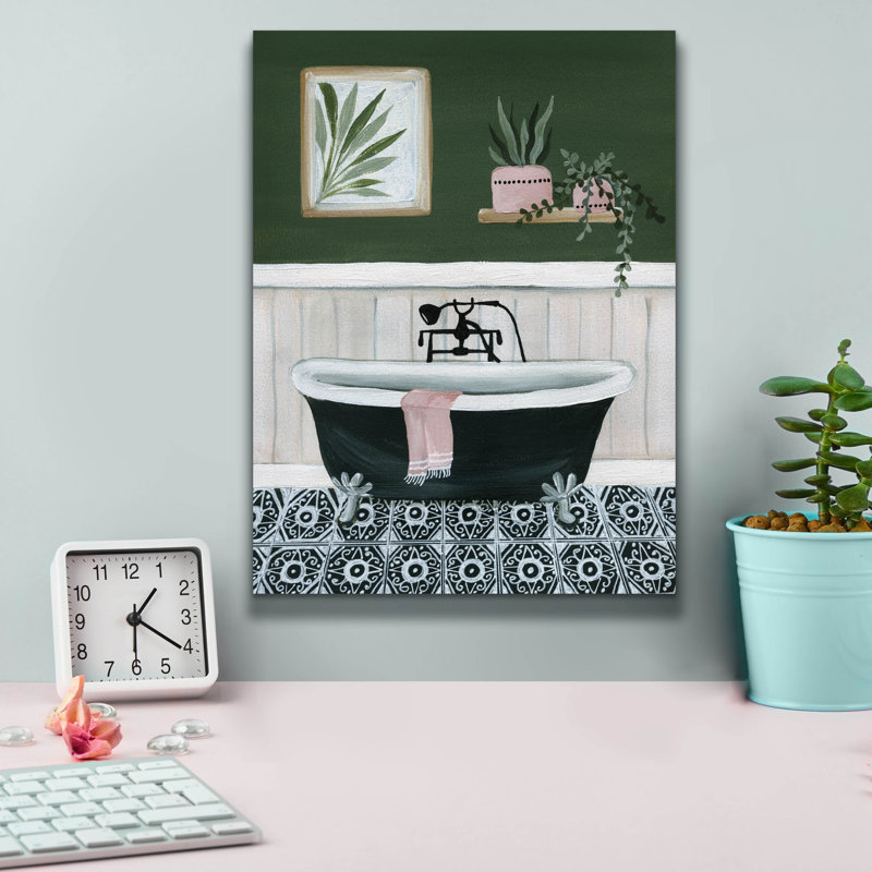 «Green Bathroom 1» par Yvette St. Amant, art mural sur toile, 12 po x 16 po, H 16 po x l 12 po x P 0,75 po