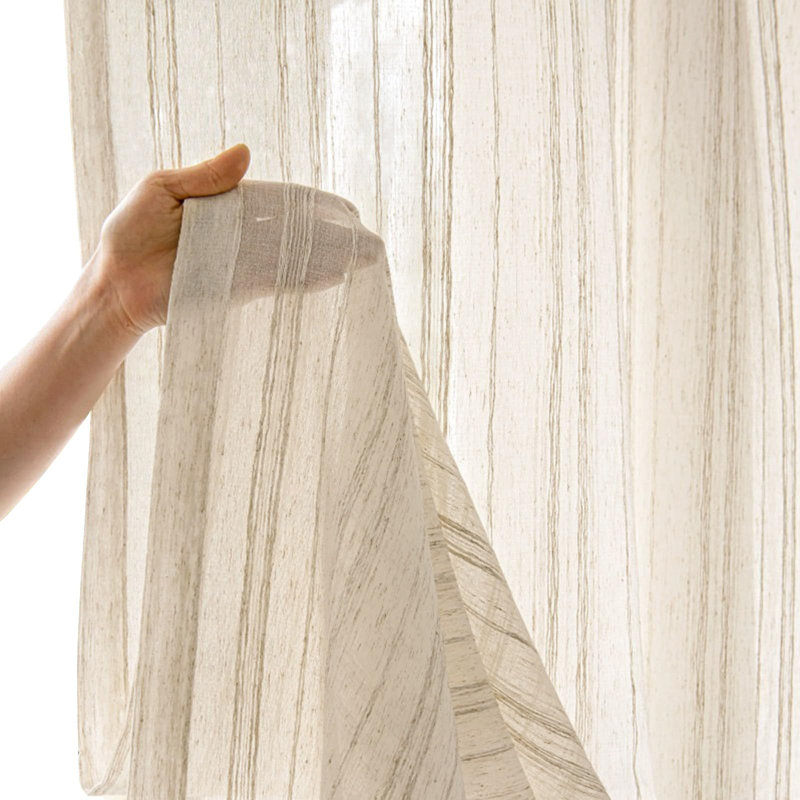 Cream Linen Sheer Fabric Shower Curtain 72" x 72"