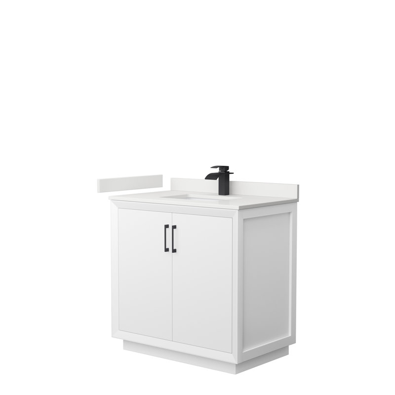 Strada 36'' W Single Vanity, WDX13300, White, Satin Bronze