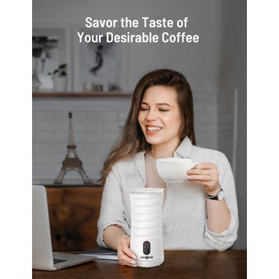 Mousseur à lait, mousseur à lait Paris avec support, mousseur à lait électrique 4 en 1 et contrôle de la température de la mousse chaude et froide à la vapeur, mousseur à arrêt automatique pour café au lait, cappuccino