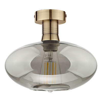 EMERSON 1LT SEMI FLUSH CW SMOKED GLASS
