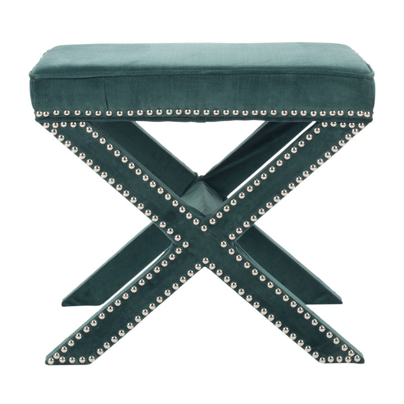 Nixon 20.5" Wide Velvet Square Standard Ottoman, Marine Cotton